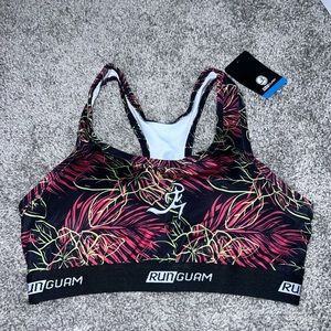 NWT Run Guam Red Tropical print sports bra